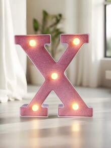 1pc Pink Sequin Glowing Letter/Number Desktop Decorative Night Light, Romantic Proposal Birthday Party Atmosphere Light, Guide Light - Q2-pink Letter Light - View 32