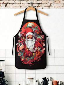 4pcs Christmas Cartoon Character Print Apron Set, Penguin Santa Snowman Elf Pattern Kitchen Cooking Baking Aprons For Holiday Party Home Decoration - Multicolor - View 7