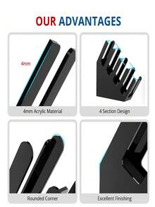 1pc 4-Slot Espresso Cup Holder - Heavy Duty Commercial Coffee Shop/Bar/Office Use Cup Rack | Space-Saving Countertop Storage Rack With Black Tray | Non-Food Contact Design One-Piece Molded, Suitable For Restaurant, School, Hotel Dining Room, Living Room, Bar Counter Storage - Black Cup Holder - View 6