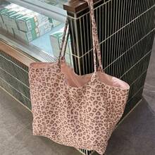 Korean Style Pink Leopard Print Canvas Tote Bag Women 2026 New Versatile Large Capacity Daily Commute Shoulder Bag - Multicolor - View 8