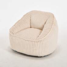 Memory Foam Pouf, Striped Bubble Plush, Soft, Comfortable, Cozy Sofa For Living Room, Apartment, And Dorm - Beige - View 7