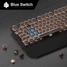 MageGee - STORM Punk Wired Mechanical Keyboard, 104 Tombol, Saklar Biru, Tutup Tombol Bulat Retro dengan Sandaran Pergelangan Tangan Magnetik, Anti-Ghosting, Lampu Latar Warna Solid/Pelangi yang Dapat Diatur, Tersedia Berbagai Warna, Cocok untuk PC/Laptop/Rumah/Gaming/Hadiah - View 3