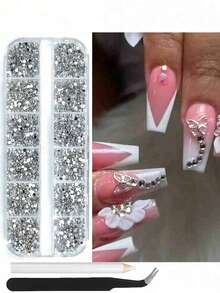 12-Grid Multi-Size Nail Art Rhinestones 3D Resin Gemstones Pearls DIY Nail Decoration Accessories Nail Jewelry - Multicolor - View 4