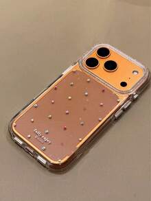Shimmering Transparent Minimalist Star INS Style Phone Case Compatible With Apple 17 Pro Max, Korean Style 15 New 16 Pro Women's Niche 17 Pro Super Cute 14 Full Coverage Anti-Drop Phone Cover - Clear - View 1