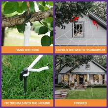 Halloween Decorations: Black Giant Spider, White Triangular Spider Web. Spider Webs Are Suitable For Outdoor And Indoor Decoration Of The Halloween Theme - Multicolor - View 5