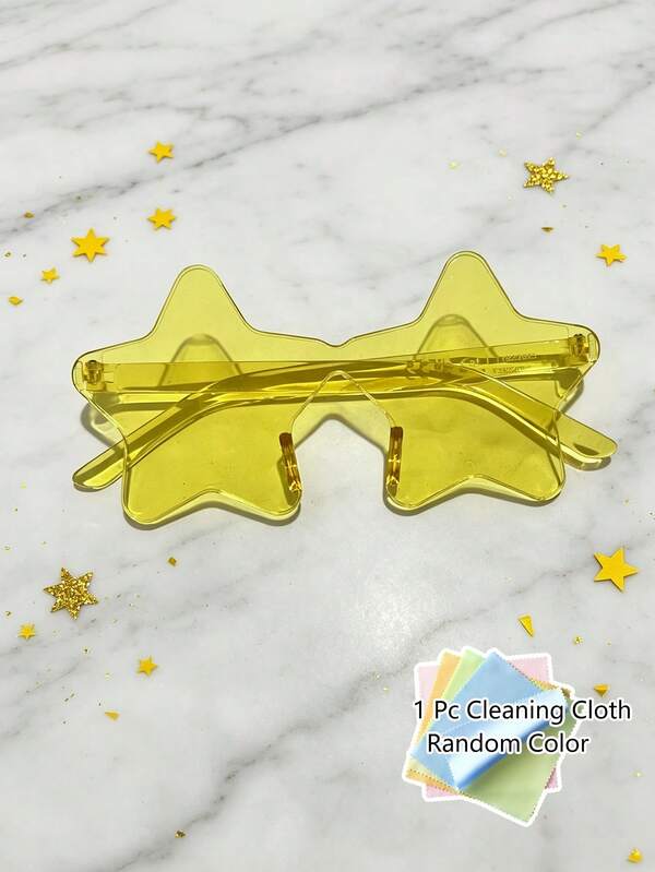 1-12pcs Star-Shaped Frameless Transparent Candy Color Glasses, Suitable For Parties, Swimming Pool, Beach Party, Birthday Party, Carnival And Other Fun Activities And Party Favors