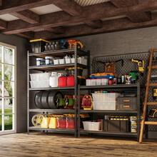 GOCAPTAIN Heavy-Duty Adjustable Boltless Metal Shelving Unit - 5-Tier Garage Storage Rack w/ Wood Boards, 72"H x 35.5"W x 12"D, 2000 lb Capacity, Black - Schwarz - Übersicht 2