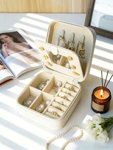1pc Large Capacity Jewelry Box, Jewelry Storage Box, Multi-Function Jewelry Display Box, Jewelry Box With Mirror, Women's Gift, Christmas Gift, Travel Essential - Multicolor - View 12