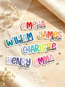 Customize Name Sticker, Personalized Stickers,Waterproof, Scratch-Resistant, With Cut-Out Effect, Suitable For Cups, Personal Items, Lunch Boxes, Cups, Books, Computers, Mobile Phones, Coffee Mugs,Phone Cases, Ceramic Mugs, Water Bottles - Multicolor - View 6