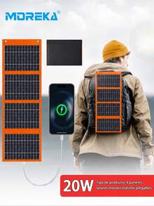 MOREKA Panel solar monocristalino plegable para exteriores, fuente de alimentación de emergencia para exteriores, panel solar monocristalino de PET, tela Oxford impermeable, chip de carga inteligente. - MOR-130 - Ver 2