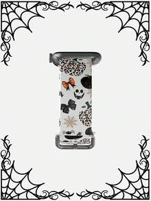 1件豹紋南瓜蝴蝶結矽膠錶帶，相容 38mm 40mm 41mm 42mm 44mm 45mm 46mm 49mm，時尚個性化柔軟舒適智慧手錶錶帶，適用於 Ultra 2 S12 11 10 SE 9 8 7 6 5 4 3 2 1，萬聖節裝扮配件替換錶帶 - 彩色 - 查看 4