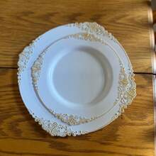 Gold Cutlery Set, 10.25 Inch Dinner Plate/7.5 Inch Side Plate, White Base With Gold Embossed Dragon Pattern Plates, Washable And Reusable Party Plates, Fruit/Cake Trays, Placemats, Stackable To Save Space. Perfect For Weddings, Parties, Birthday Gatherings, Outdoor Garden Banquets, Christmas, Thanksgiving Dinners - View 5