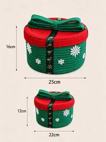 1pc/Christmas Style Hand-Woven Storage Basket, Home Living Room Storage Box, Desktop Organizer For Sundries And Snacks, Suitable For Christmas, Home Decor, Indoor/Outdoor, Party/Party Decoration, Christmas Room Decoration, Christmas Gift, Christmas Party Gift - Multicolor - View 8