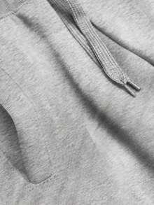 Sweatpants, Elastic Waistband With Drawstrings, Mid-Rise, 2 Pockets, Tapered Legs With Drawstrings, Basic - Light Grey - View 3
