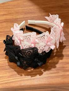 1pc Light Pink Lace Trim Hair Hoop, Elegant Versatile Sweet Princess Style Hair Hoop, Perfect Birthday Gift - Pink - View 8