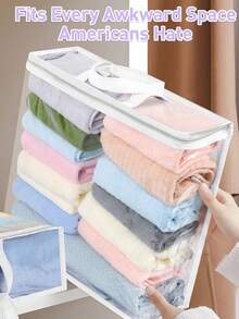 1/3 piezas Bolsas de almacenamiento transparentes blancas/negras, con asa de PVC, empaque rápido y conveniente, a prueba de polvo y humedad, adecuadas para ropa de cama, mantas, rellenos de almohada y empaque, fáciles de almacenar y categorizar, adecuadas para dormitorio, armario y mudanza - Blanco - Ver 9