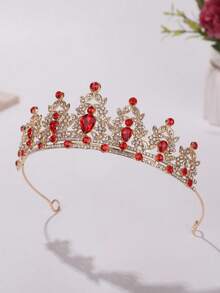 1 pieza Tiara corona de princesa con cristales dorados para niñas, accesorio para el cabello de cristal transparente para fiesta de cumpleaños, disfraz, concurso de belleza, actuación & foto - Multicolor - Ver 14