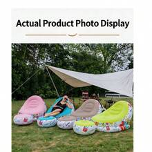 1pc Graffiti Inflatable Lazy Sofa Set, Foldable Flocked Inflatable Lounge Chair, Portable Air Sofa For Indoor Outdoor Relaxing Use - A - View 10