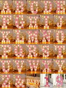 22CM/8.66IN Large LED Glowing Letters/Numbers, Pink Flashing LED Letter Lights, Includes 26 Letters, 0-9 Numbers, Pink Glowing Letters, Battery Powered, Flashing Letter Lights, Suitable For Party, Desktop, Wall Decoration - Baby Room Decoration - Autumn Home Decor - Halloween Decoration - Pink - View 3