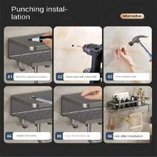 Wall-Mounted Storage Rack, Bathroom Corner Shelf, Bathroom Towel Bar Hook, Bathroom Storage Organizer, Shower Rack, Bathroom Accessories, Suitable For Kitchen, Bathroom, Balcony And Other Places For Item Storage. - Multicolor - View 7