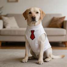 1PC Sleeveless Turtleneck Dog Vest, Soft Knit Pet Clothes With Embroidered Tie Patch, Formal Business‑Style Pullover Outfit For Medium Large Breed Dogs - White - View 7