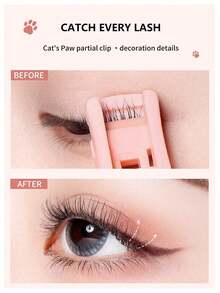 2pcs/1pc Portable Cat Paw Eyelash Curler Set, Rounded Edges Gentle Curling, Manual Styling Without Pinching Eyelashes, Long-Lasting Makeup Tool, Travel Portable, Vanity Essential, Affordable Makeup, Holiday Must-Have, Gift For Women - Multicolor - View 6