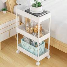 LÈRFM [Okadytop] 3-Tier Multifunctional Storage Cart, Home Storage Tool, Multifunctional Storage Shelf For Bathroom, Office, And Kitchen - Pink - View 5