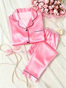 Tween Girl Pink Long Sleeve Long Pants Pajama 2-Piece Set - Multicolor - View 5