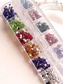 12-Grid Multi-Size Nail Art Rhinestones 3D Resin Gemstones Pearls DIY Nail Decoration Accessories Nail Jewelry - Multicolor - View 3