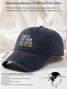 1pc Men's Retro Uncle Letter Print Baseball Cap Washed Polyester Casual Adjustable Breathable Sun Hat - A - View 4