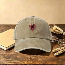 1pc Spider Web Embroidered Washed Baseball Cap Vintage Distressed Soft Crown Adjustable Casual Sun Hat For Men Women - Multicolor - View 6