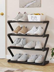 2 pièces Étagère à chaussures en plastique en forme de Z, organisateur de rangement sur pied, multifonctionnel, grande capacité, facile à assembler, gain de place, solution d'organisation pour la maison, le dortoir, la chambre, l'entrée, le placard, unité d'étagère à chaussures légère et portable - Multicolore - Voir 2