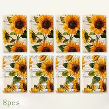2pcs Sunflower Pattern Kitchen Towels, Country Rustic Style Dishcloths, Suitable For Home Kitchen Decor/Daily Home Cleaning/Farmhouse Style Restaurant Arrangement/Thanksgiving Celebration - Multicolor - View 9