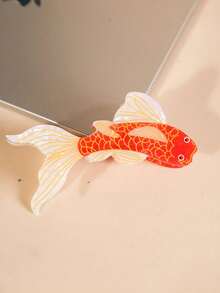 1pc Orange Koi Fish Hair Clip, Creative Acrylic Fiber Fish Tail Design, Incorporating Traditional Chinese Elements, Versatile And Fashionable - Multicolor - View 4