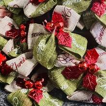 15pcs Mini Handmade Sewn Christmas Fabric Bows (Red/Green Color Scheme), Suitable For Christmas Tree Decoration, Gift Wrapping, Wedding, New Year Party DIY Crafts, Classic Small Accessories, With Gold Tips, Holiday Decorative Ribbon - View 7