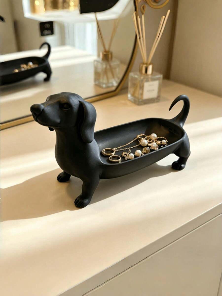 Minimalist Dachshund Jewelry Tray, Vanity Ring & Watch Holder, Entryway Key Rack, Bedside Table Phone & Glasses Stand, Multi-Functional Storage Tray, Desktop Decor, Housewarming Christmas Mother's Day Birthday Gift, Jewelry Tray - Multicolor - View 1