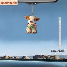 2 Pcs 2D Flat Acrylic Christmas Cow Decorations, Highland Cow Christmas Light String Hanging Pendants, Suitable For Wreaths, Garlands, Door Decor, Perfect For Christmas, Christmas Tree Decoration, Fun Farm Animal Holiday Decor Gift - Multicolor - View 4
