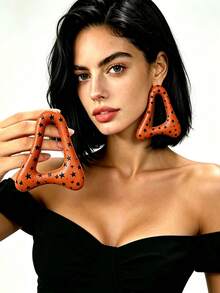 Orange Triangle Stud Earrings