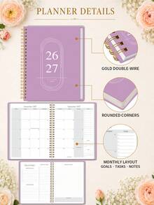 1pc 2026-2027 Monthly Planner Notebook With Calendar Grid, To-Do List & Reference Months, Office Desk Accessories Office Supplies For Work, Home Planning & Halloween Gifts - B - View 5