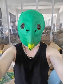 Funny Green Fish Head Mask, Realistic Latex Animal Full Head Mask, Internet Celebrity Funny Expression Cosplay Headgear, Suitable For Halloween, Carnival, Birthday Party Photo Props, Ideal Holiday Gift - Multicolor - View 13