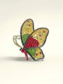 1pc Fashion Metal Insect 3D Butterfly Rhinestone Brooch Lapel Pin Decorative Multi-Purpose Pin For Women - Multicolor - View 4