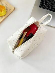 1pc Ins Style Star Print Makeup Bag, Portable Large Capacity Toiletry & Stationery Storage Bag, Multi-Color Star Print Polyester Material, Minimalist Casual Style, Suitable For All Seasons, Ideal For Teens And Adults, Travel School Daily Bathroom Cosmetics Storage,Makeup Organizer,Room Decor - Multicolor - View 7