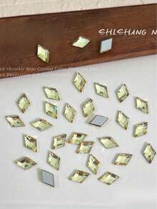 20pcs 3x5mm Rhombus K9 Nail Rhinestones (Flat Back), Champagne/Pink/Purple Optional, DIY Decoration - Multicolor - View 7