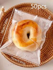 Bread Packaging Bags Transparent Self-Adhesive Seal Bags Suitable For Sliced Toast, Donuts, Bagels, Buns, Baking Self-Sealing Bags 50pcs/100pcs - Clear 100pcs - View 3