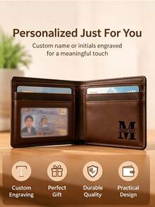 1pc Personalized Wallet - Customizable Engraving, Dual-Color Design (Black/White), Zipper Closure, Multiple Card Slots - Valentine's Day/Anniversary/Birthday Gift (Unisex) - Everyday And Special Occasion Wallet - Minimalist Unisex Wallet, Card Holder, Exquisite Craftsmanship - Multicolor - View 7