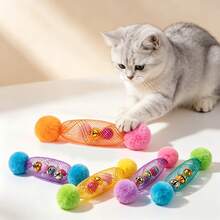 PETSIN 1/3/5pcs Cat Teaser Toy, Flexible Mesh Wand With Bell, Rustling Interactive Self-Play Boredom Buster For Cats - Multicolor - View 1