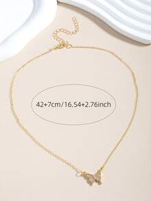 Minimalist Casual Korean Style Butterfly Necklace - Gold - View 4
