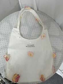 2025 New Chinese Style Embroidered Artistic Fresh Fairy Fabric Bag Shoulder Tote Bag Commuter Large Capacity Vest Bag - White - View 5