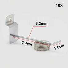 10pcs BULK Slatwall Hooks 100mm Slat Wall Grooved Panel Hook 3.2MM - Silver - View 10