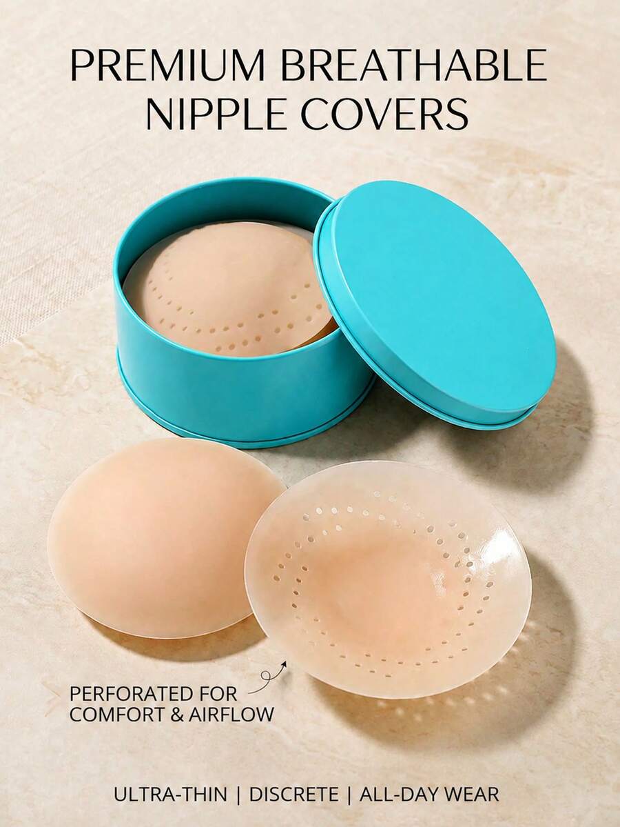 6pcs Women's Summer Ultra-Thin Silicone Nipple Covers, Self-Adhesive Breast Pads, Invisible Strapless Bra, Portable And Washable - Multicolor - View 1